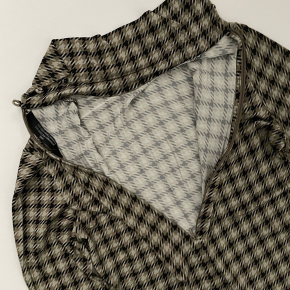 ROKH HOUNDSTOOTH TURTLENECK IN MULTI 2 4 stretch long sleeve zip back plaid - Picture 5 of 15